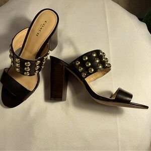 New Fabulous COACH Dark Brown High Heel Sandals Size 9B